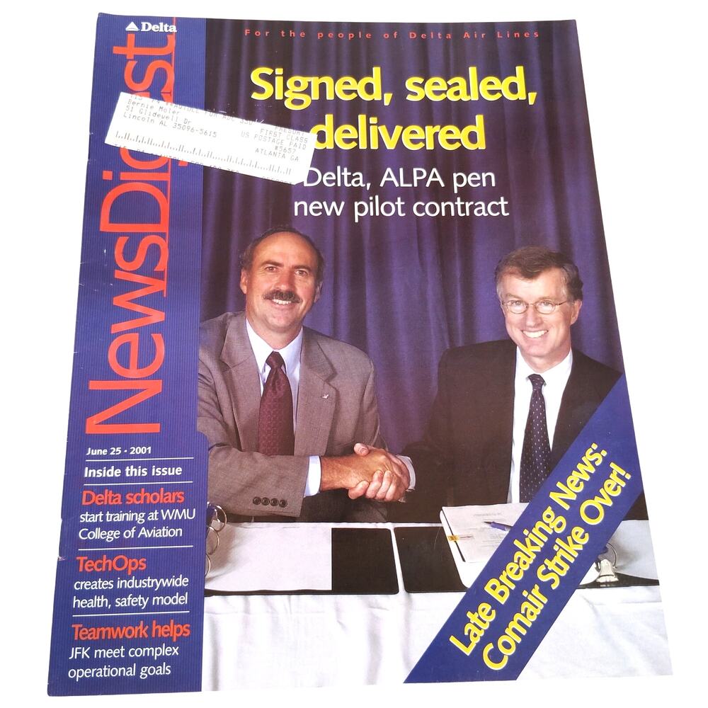 Delta News Digest - June 2001 ALPA Pilot Airline Magazine - "Signed, Sealed"
